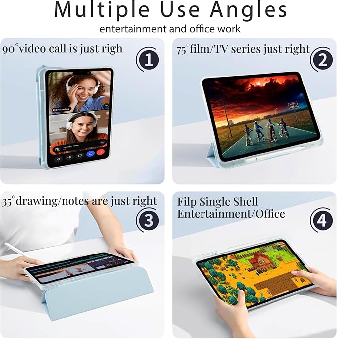 Rainbow Bow Case for iPad Air 3 (20193rd Gen)/iPad Pro 10.5 Inch (2017)[Pencil Holder+Auto Sleep/Wake]Slim Trifold Stand Protective Cover with Soft TPU BackBlue