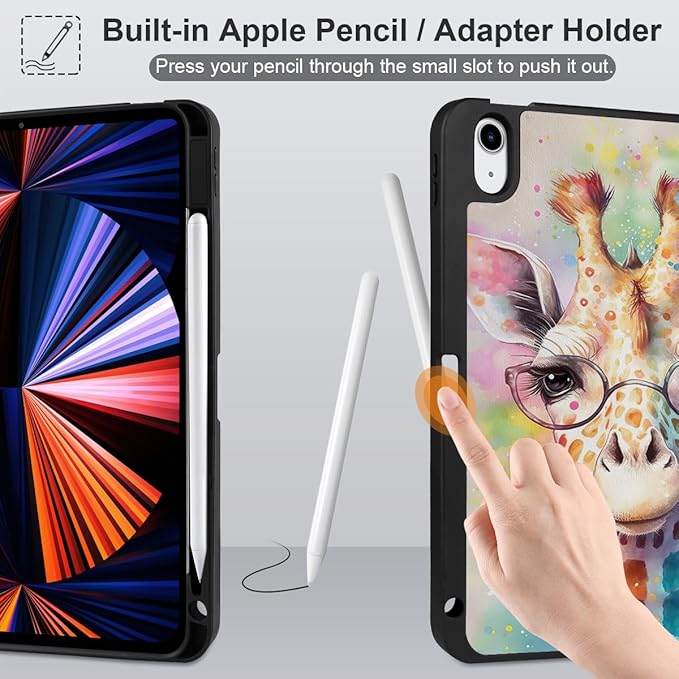 MEEgoodo for M4/M3/M2 iPad Air 11 inch Case 2026 2025 2024Case for iPad Air 5th Generation/iPad Air 4th Gen 10.9 inch 2022 2020 Tablet Cover with Soft TPU Back Shell Giraffe