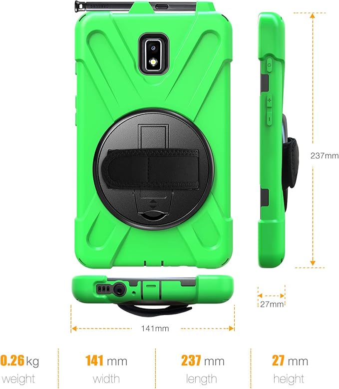 Case for Samsung Galaxy Tab Active 2 8.0 T390 T395 T397 Military Grade [15 ft Drop Tested] Full-Body Shockproof Protective Cover with 360° Rotation Stand Hand Strap &amp Pencil Holder