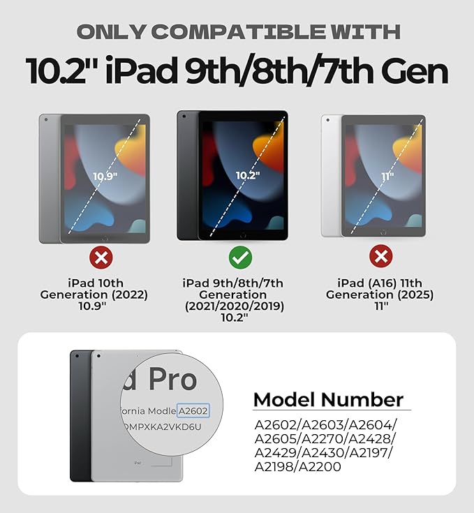 Dexnor Case for iPad 9th/8th/7th Generation 10.2 inch Rugged Protective Case with 360° Rotating Hand Strap &amp Large Stand &amp Screen Protector &amp Pencil Holder Shockproof Full-Body Bumper Cov