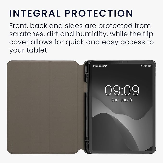 kwmobile Case Compatible with Apple iPad Air 11 (6. Gen 2024) / Air 4/5 / iPad Pro 11 (2020/2021/2022) - Slim Book Style Tablet Cover with Stand Feature - Grey