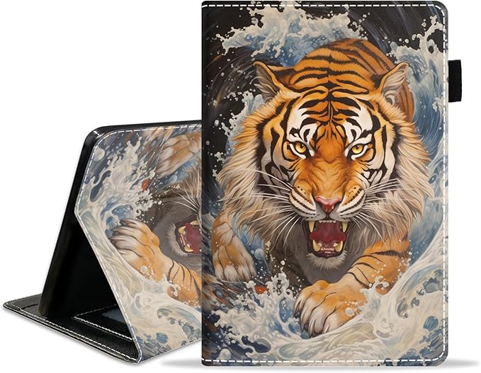 Case for Amazon Fire HD 10/HD 10 Plus Tablet 10.1 (13th/11th Generation 2023/2021 Release) Slim PU Leather Cover with Card Slot &amp Auto Wake/Sleep - Tiger