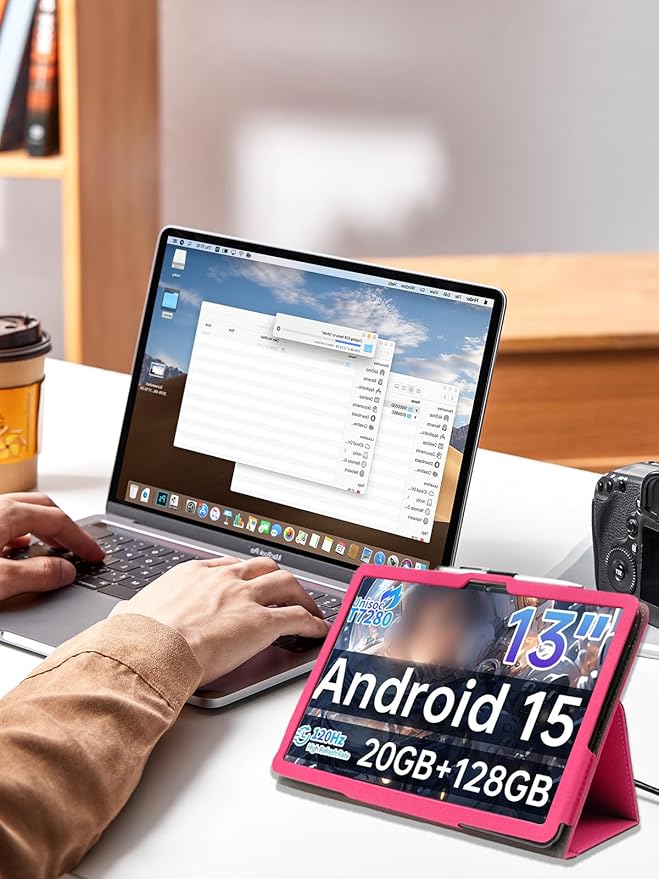 Case for Teclast T65 Tablet 13.4 inch Android 15 TabletsUYRUREL Leather Slim Folding Stand Cover with Hand Strap Magnet for Men Women Full ProtectionRosered.