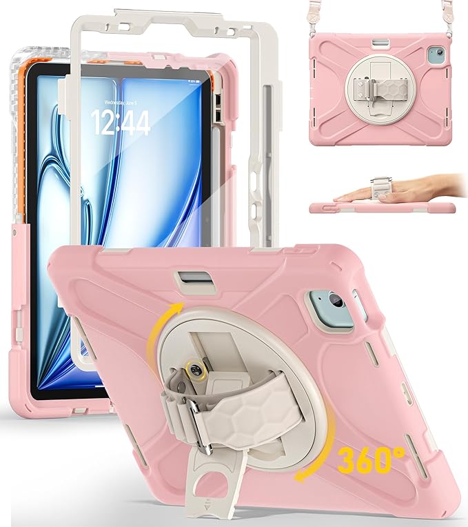 BRAECN Case for iPad Air 11 inch 2026(M4) 2025(M3) 2024(M2)iPad Pro 11 inch(4th/3rd/2nd/1st)&amp Air 10.9(5th/4th) Protective with Pencil Holder Screen Protector 360°Rotating Stand Handle Full Body