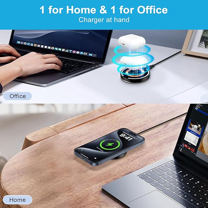 S24 Ultra Wireless Charger Fast Charging Pad for Galaxy S24+/S24/S23+/S22/S21/S20/Z Flip 5Google Pixel 8Pro/8a/7/62Pack 15W Magnetic Wireless Charger Mat Charger Dock for iPhone 15