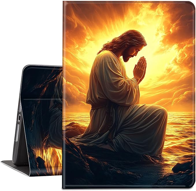 Case for Kindle Paperwhite 12th Generation 7 &amp Kindle ColorSoft Signature Edition PU Leather Protective Cover with Auto Sleep/Wake for Kindle Paperwhite 2024 – Jesus Prays Pattern