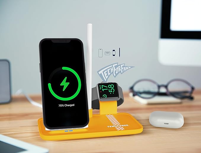 SOAR NCAA 4-in-1 Wireless Charging Docking Station: Fast Charge for iPhone Apple Watch Air Pods &amp Apple Pencil