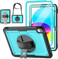 Case for iPad (A16) 11th/10th Generation 11''/10.9'' 2025/2022: Shockproof Protective Case with Hand/Shoulder Strap Pencil Holder Rotate Stand Screen Protector Sky Blue