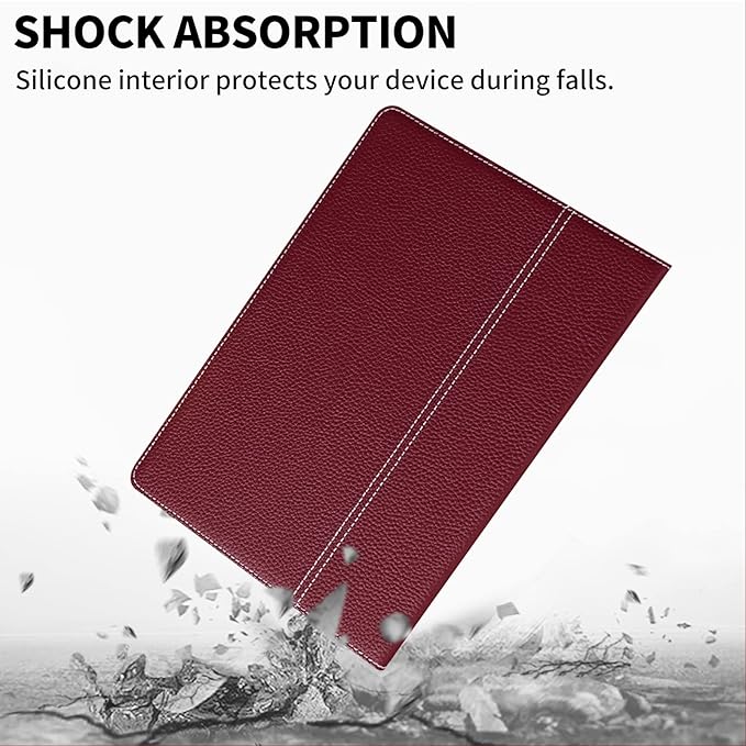 for Ipad Case 10.2-inch 9th/8th/7th Gen 2021/2020/2019 Genuine Leather Cover Protective ShellAuto Wake/Sleep.Red