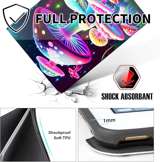 for Fire HD 10 &amp 10 Plus Tablet Case (11th Generation 2021 Release) Case with Pen Holder &amp Auto Wake/Sleepd Shockproof Stand Protective Cover for HD 10 2021 TabletGorgeous Mushrooms