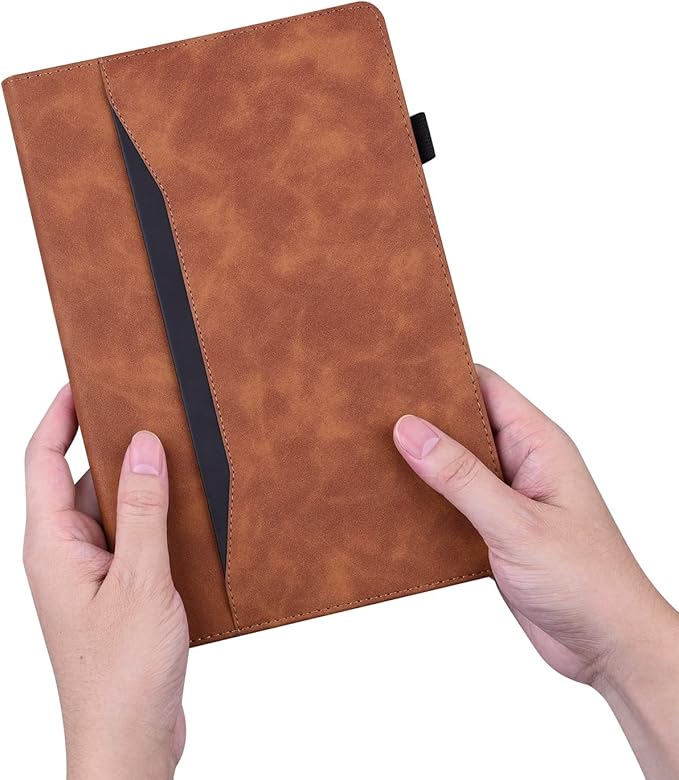 for Samsung Galaxy Tab S10 FE+ / S10 FE Plus 13.1 Inch X620 / X626B Tablet PC Case Bracket Type Adjustable Fixing Strap Card Slot Tablet Cases(Brown)
