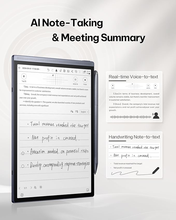 iflytek AINOTE Air 2 Bundle - Black Folio Case 8.2-inch AI Note-Taking Tablet Writing Paper Tablets Digital Notebook with Pen Voice-to-Text Transcription Multi-Languages Chatgpt Support