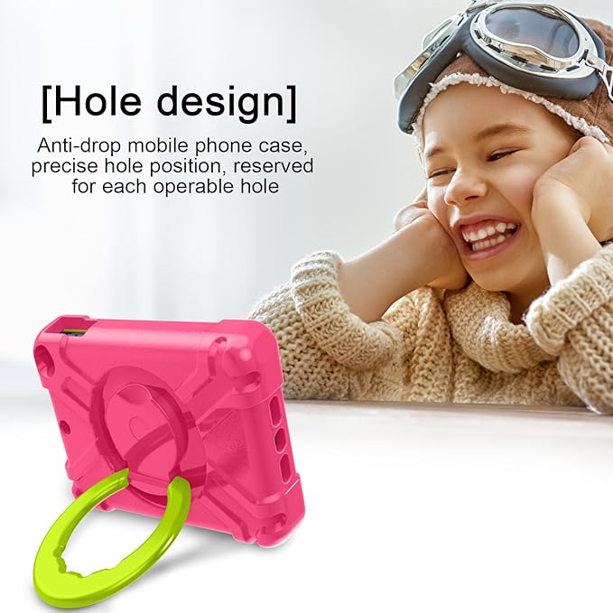 Compatible with Apple iPad mini 4/5 Tablet CaseRugged Kids Case with Stand Lightweight Shockproof Kids Friendly Tablet Cover Rose Red+Grass Green