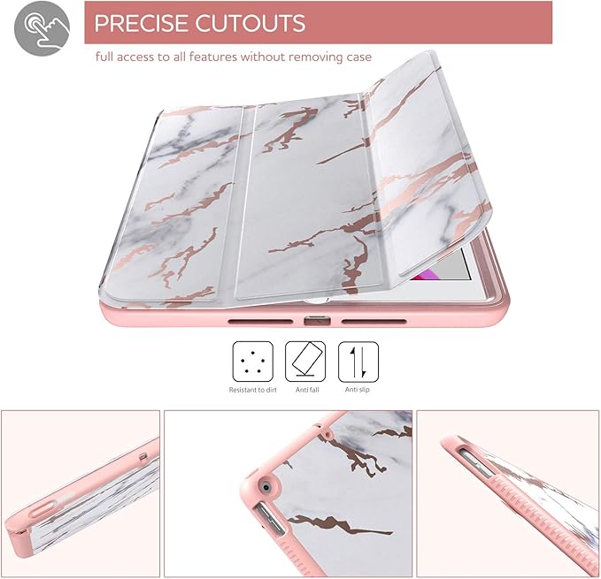 SURITCH Case for iPad 10.2 2021/2020/2019 (9th/8th/7th Generation) Shockproof Protective Smart Cover Case with Stand and Auto Sleep/Wake for iPad 10.2 Inch (Marble)