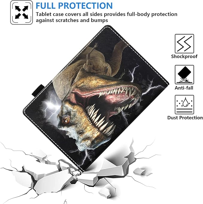 Case for All-New Kindle Fire HD 10/Fire HD 10 Plus Tablet 10.1 inch (11th Generation 2021 Released) - Slim PU Leather Cover with Auto Sleep Wake Dinosaur