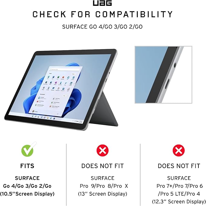 URBAN ARMOR GEAR UAG Designed for Microsoft Surface Go 4/ Surface Go 3 / Surface Go 2 / Surface Go Case 10.5 Metropolis Rugged Aluminum Kickstand Military Drop Tested Protective Cover Black