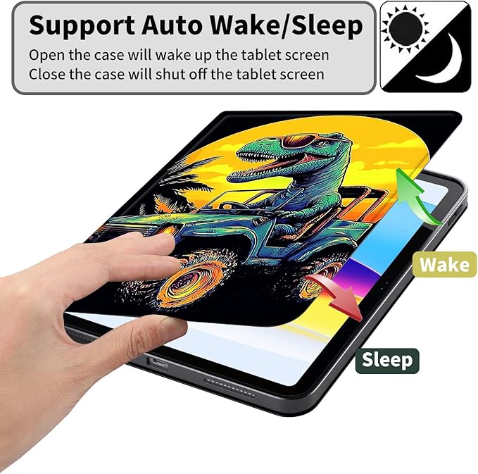 Case for Kindle Paperwhite 12th Generation 7 &amp Kindle ColorSoft Signature Edition PU Leather Protective Cover with Auto Sleep/Wake for Kindle Paperwhite 2024 – Dinosaur Driving A Car