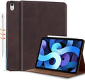 Gexmil Leather Case for iPad Air 11 Inch M4/M3/M2 (2026/2025/2024)iPad Air 10.9 Inch 5th/4th Generation 2022/2020 Top Grain Leather Cover Auto Sleep/Wake Adjustable StandSand Dark Brown