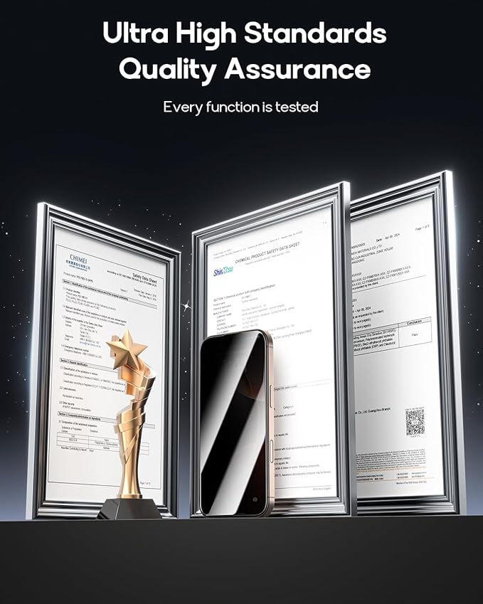 3 Pack for iPhone 16 Pro Tempered Glass Privacy Screen Protector Dust Free CABIN Auto Positioning Bubble Free Privacy Protection Easy Installation9H+ Hardness