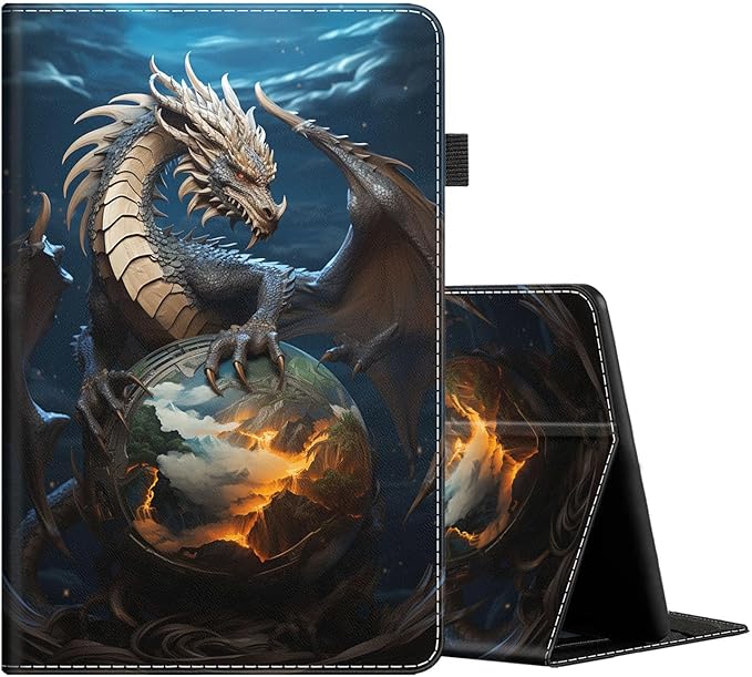 Case for All-New Amazon Fire HD 10 and 10 Plus Tablet (13th/11th Generation 2023/2021 Release) 10.1 Multi-Angle Smart Stand Cover Auto Sleep/Wake Dragon