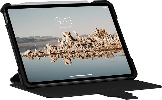 URBAN ARMOR GEAR UAG Designed for iPad Air 10.9 inch Case iPad 5th Generation 2022 Case Black Rugged Smooth Exterior Multi-Angle Viewing Folio Stand w/Pencil Holder Metropolis SE Protective Cover