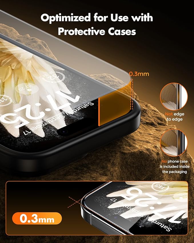 UNBREAKcable for iPhone 15 Pro Screen Protector [Quick-Installation Box] 3-Pack 9H+ Hardness Shatterproof Tempered Glass [99.99% HD Clear] [Case Friendly] [Bubble Free] for iPhone 15 Pro 6.1