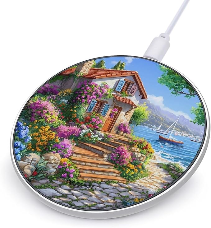 Beach House Wireless Charger Anti-Slip Wireless Charging Pad Slim Charger Mat for Men Women