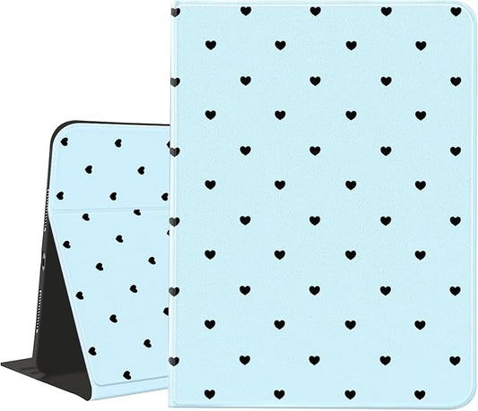 Cute Heart Case for iPad 10th Generation 2022 10.9/ iPad (A16) 11th Gen 2025 11 with Pencil Holder Vintage Aesthetic Classic Minimalist Design Blue Leather Folio Stand Cover