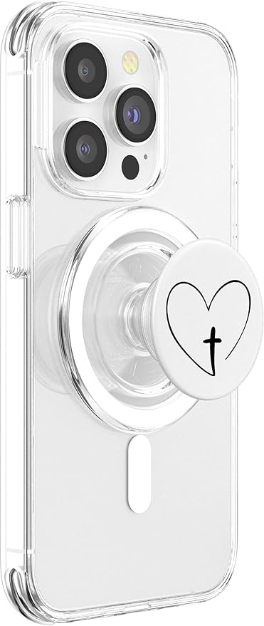 Christian Inspirational Pop Socket - Jesus Cross and Heart PopSockets PopGrip for MagSafe