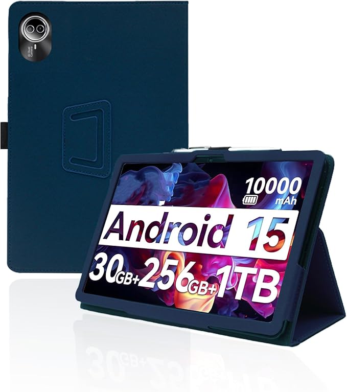for Urao G140L 2025 14 Inch Android Tablet CaseBOVUGAC Folding Stand Protective Cover with Pencil Holder and Wrist StrapFull Protection Premium PUScratch Resistant(Dark Blue)