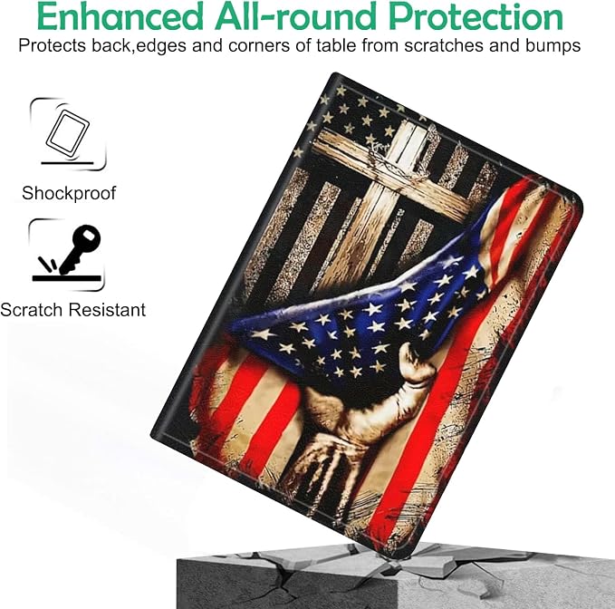 Wooden Cross Power American Flag