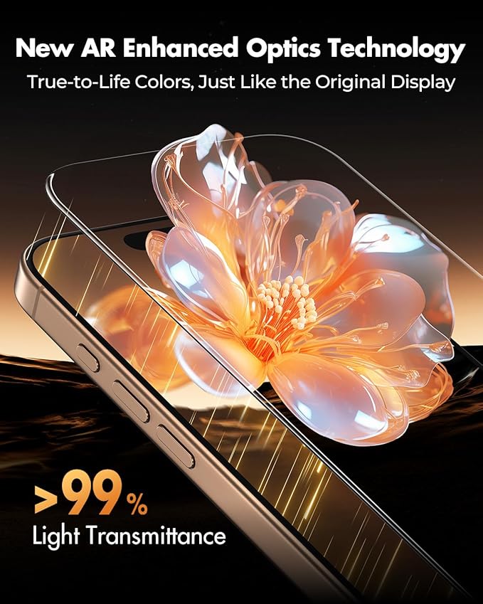 UNBREAKcable 2 Pack for iPhone 16 Pro Screen Protector AR Anti Reflection 9H+ Tempered Glass Anti-Glare Enhanced Clarity Anti-Blue Light Polishing Cloth Included