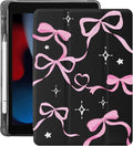 Idocolors Case for iPad 11 inch (A16 Chip) 2025 Generation 11th / iPad 10.9 inch 2022 10th Gen Built-in Pencil Holder with Soft TPU Shockproof Back Shell Auto Wake/Sleep Pink Ribbon Bow-Black