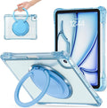 Shockproof Case for iPad Air 11'' (M4 2026/M3 2025/M2 2024)/ iPad Air 10.9'' Air 5th /4th Gen PC Clear Tablet Cases with Rotating Stand for Kids Light Blue