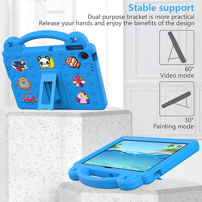 Compatible with Lenovo tab TB-311/WIFI 10.1 (2025) Tablet Case Kids Friendly Universal Lightweight Shockproof Protective Case with Shoulder Strap &amp Stand Handle Sky Blue