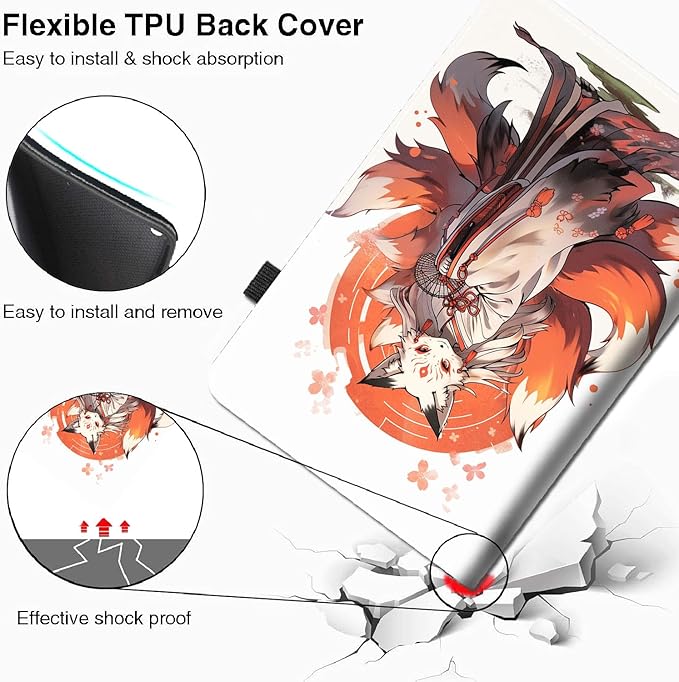 Case for All-New Amazon Fire HD 10 and 10 Plus Tablet (13th/11th Generation 2023/2021 Release) 10.1 - Slim Fit Standing Cover with Auto Sleep/WakeAnime Japanese Kitsune