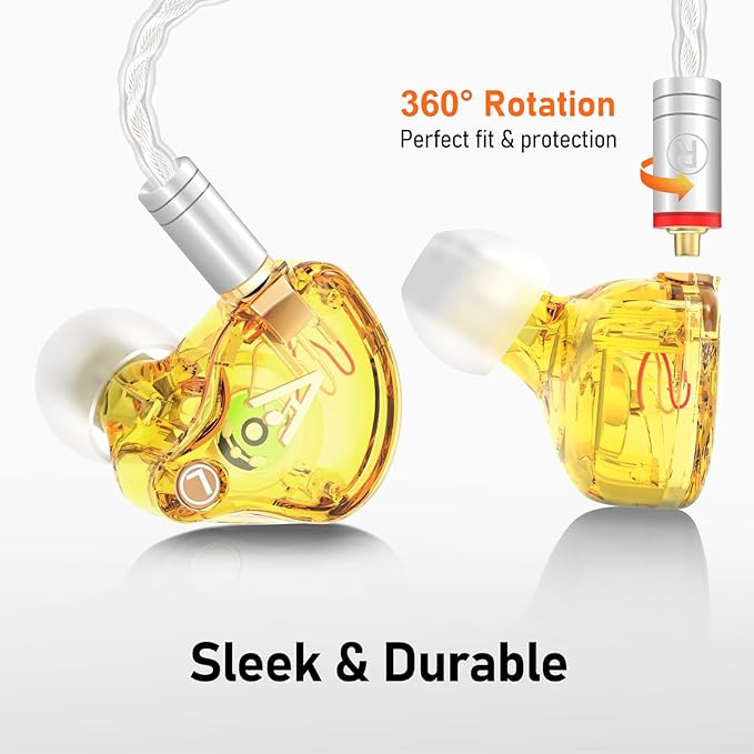 Vibes 202 Wired Earbuds - HiFi in Ear Monitor Headphones – Professional Noise Isolating Ear Buds - Clear Sound Deep Bass &amp Comfort-Fit IEM Earphones - MMCX to 3.5mm Silver Plated Cord Carrying