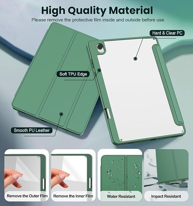 for Samsung Galaxy Tab S11 Tablet CaseMagnetic Split Acrylic Case– with Pen SlotPU Leather Material Detachable StandSlim Protective Cover for S11ShockproofLightweight[Dark Green]