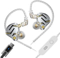 KZ ZS12 PRO 2 USB C Wired Headphones Type-C in Ear Monitor Headphone 5BA+1DD 6 Driver Gaming Earbuds USB C Wired Earphones HiFi Clarity Sound Immersive Bass IEMs for Gaming (USBC-with Mic Silver)