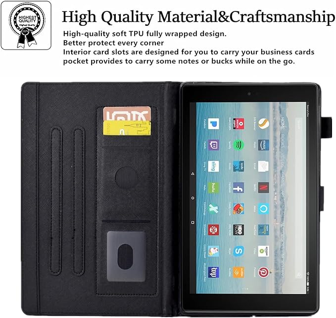 Case for Fire HD 8 Tablet (8th/7th/6th Generation 2018/2017/2016 Release) Premium PU Leather Folio Stand Cover Protective Case with Auto Sleep Wake Bookshelf Cat