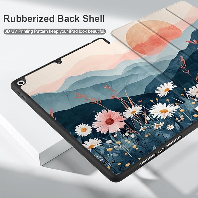 DONGKE Case Compatible with iPad 10.2 Inch 2021 2020 2019 iPad 9th/8th/7th Generation with Pencil Holder Slim Stand Protective Case with Soft TPU Back Auto Sleep/Wake Cover Daisie