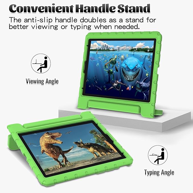 for iPad Pro 12.9 Case 3rd/4th/5th/6th Generation Kids Proof EVA Super Protection Cover for iPad Pro 12.9-inch 2022/2021/2020/2018 with Pencil Holder &amp Handle Stand Green