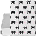 Cute Black Bowknot Case for iPad 9th/8th/7th Generation 10.2 Inch (2021/2020/2019 Release)Girly Y2K Protective CasePencil Holder &amp Clear Transparent Soft TPU Back &amp Trifold White Cover