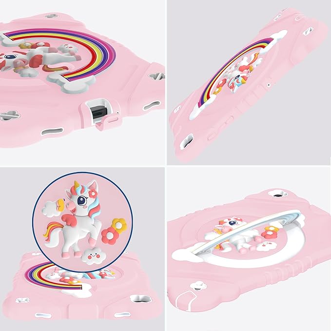 XZC Case for Samsung Galaxy Tab A9+/ A9 Plus Case 11 2023 (SM-X210/X216/X218) Unicorn Heavy Duty Shockproof Protective Case with Stand/Shoulder Strap for Kids Girls Women (Pink)