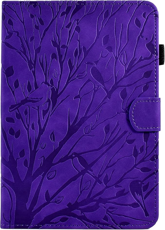 for Amazon Kindle Fire HD 8 &amp Fire HD 8 Plus Case (12th/10th Generation 2024/2022/2020) 8 UUcovers Embossed Magneic Smart Cover with Stand/Pencil Holder [Auto Sleep/Wake] Purple Lucky Tree
