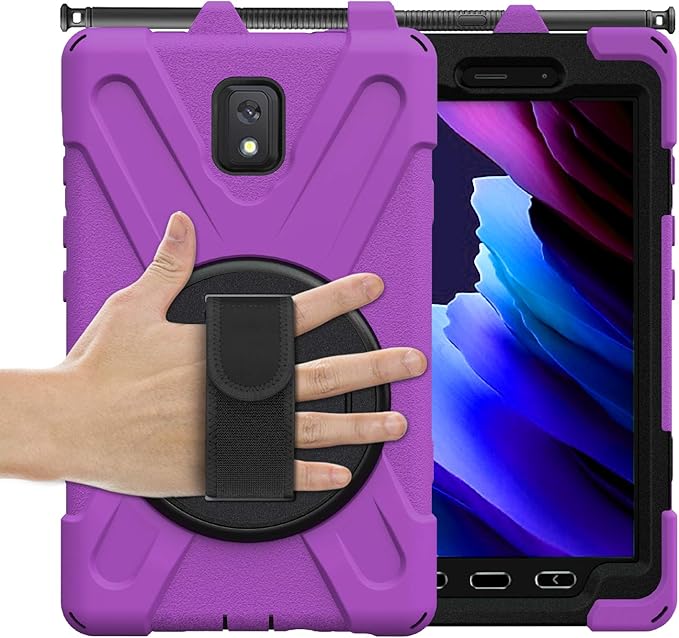 Case for Samsung Galaxy Tab Active 3 8 T570 T575 T577 Heavy Duty Shockproof Rugged 3 Layer Kids Durable Case with 360 Swivel Kickstand Shoulder Strap &amp Hand Strap