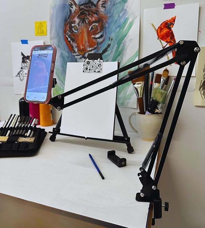 Da Vinci Eye Overhead Phone Stand and Holder - Flexible Arm Phone Stand - Camera Holder with Clamps for Live Streaming Webcams and Recording Videos (MagSafe Compatible)