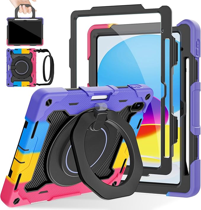 ROISKIN Case for iPad A16 11th Generation 11 Inch 2025 iPad 10th Generation Case 10.9 for Kids with Screen Protector360 Kickstand &amp HandlePen HolderShoulder StrapHeavy Duty Drop Protection