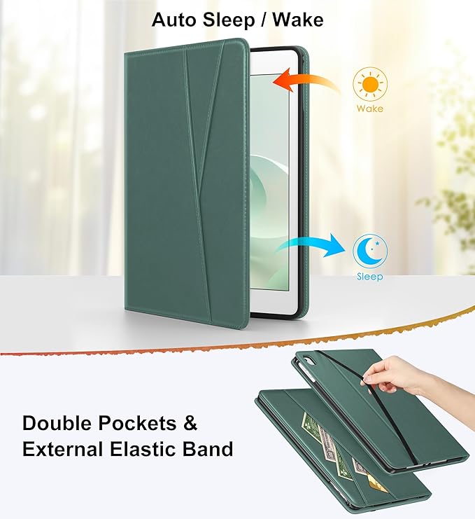 DTTO for iPad 6th / 5th Generation 9.7 Inch (2018/2017) iPad Air 2 / Air 1 Case 360 Degree Rotating Premium Leather Folio Stand Cover with Pencil Holder Midnight Green2