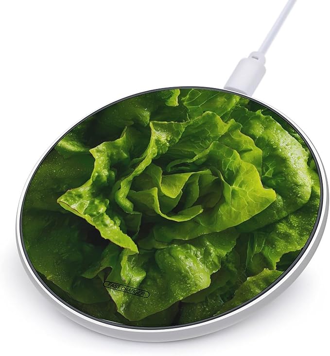 Lettuce Leaves Fast Portable Charger 10W Funny Graphic Phone Charging Pad with USB Cable